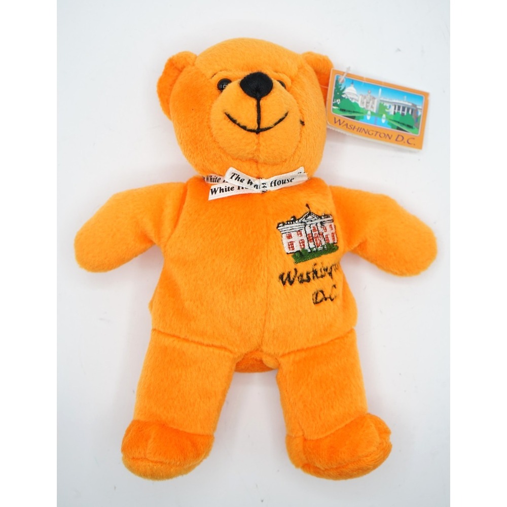 Vintage‎ 2005 Symbolz State Bears Washington DC orange Fur Toy Bear Plushie 8"